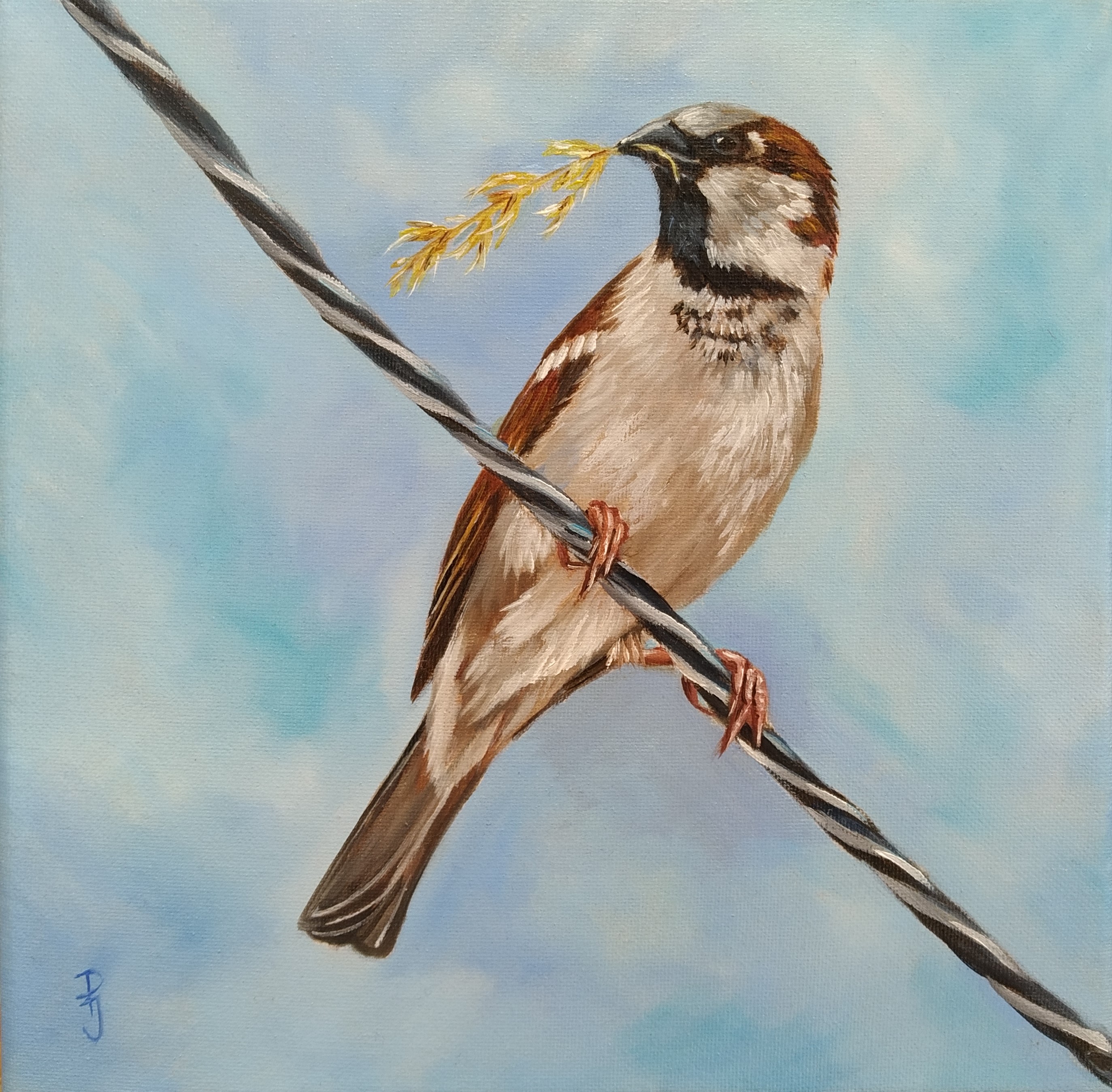 schilderij mus vogel